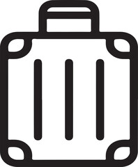Fototapeta premium Suitcase icon outline illustration travel luggage concept, vacation baggage symbol, tourism journey graphic, minimal black line design, modern travel accessory