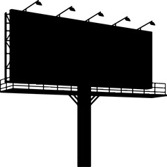 Obraz premium Empty roadside billboard frame silhouette vector illustration