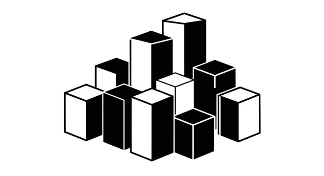 Black and white 3D cube blocks.