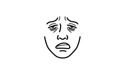 Obraz premium Exhausted Face Icon, Tired Expression, Sleepy Eyes, Stress, Burnout, Mental Health