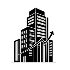 Fototapeta premium Black and white city skyscraper growth.