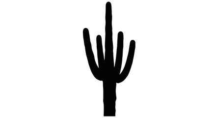 Black silhouette of a cactus plant. © eko
