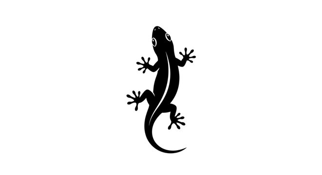 Black silhouette of a lizard climbing.
