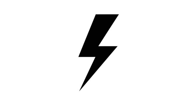 Black lightning bolt symbol icon.