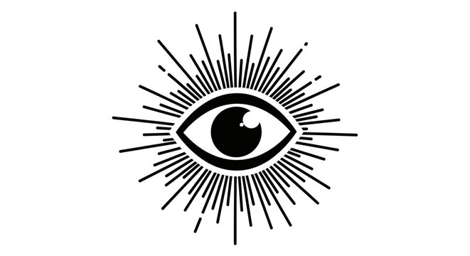 Black and white eye with rays.