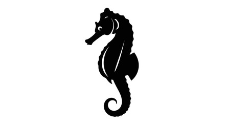 Black silhouette of a seahorse swimming. © MUHRODIN