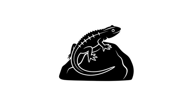 Black silhouette of a lizard reptile.