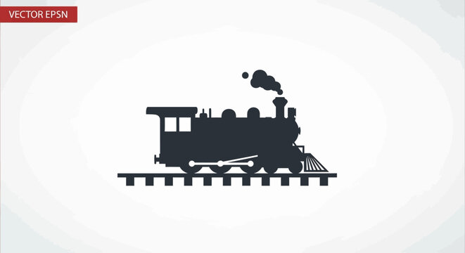 Black silhouette of old steam train.