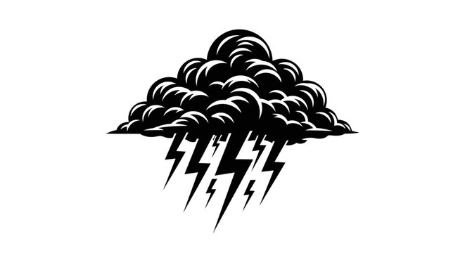 Black storm cloud with lightning bolts.