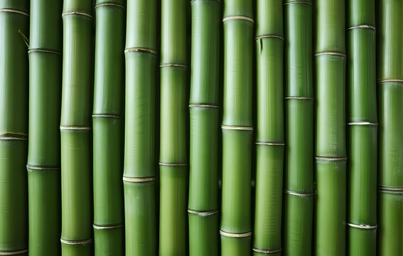 Abstract 3d illustration of natural green bamboo forest background featuring a zen pattern of tropical plant stems and branches for a Japanese garden wall decoration