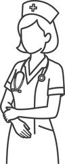Fototapeta premium A cartoon vector illustration of a standing chef character and a business person drawing a sketch of a woman doctor in a health art style