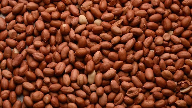 Top View of Peanuts Rotating on Textured Background &ndash; Food Footage