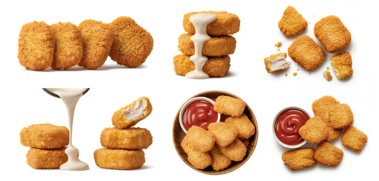 Chicken nuggets with dipping sauces fried chicken food