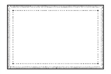 Outline of rectangular shape with dotted lines. Four prominent dots mark corners
