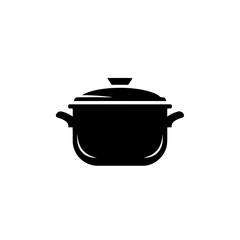 Black cooking pot with lid isolated on white background