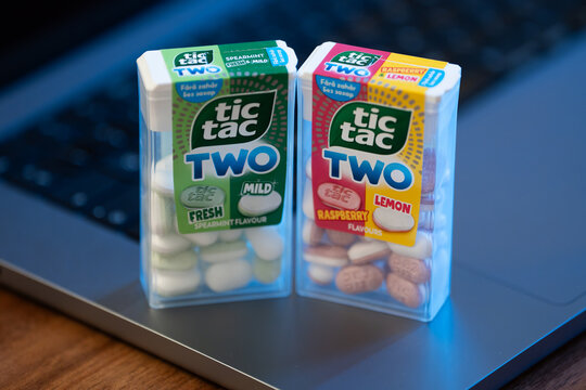 Bucharest Romania 11 march 2026ic Tac Two with refreshing mint and raspberry flavor, featuring larger, modern dragees with an intense dual taste experience. 