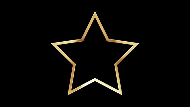 Golden star-shaped border with circulating flowing golden light. alpha channel