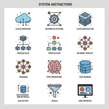 Computer System Data Processing Icons.