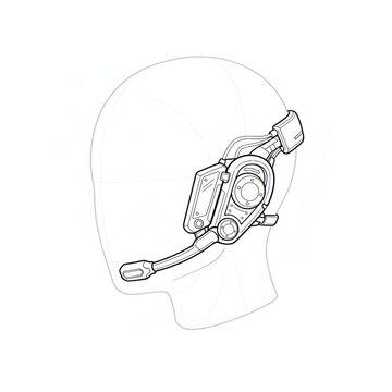 Anime manga line art of side cyber-sensor accessory.
