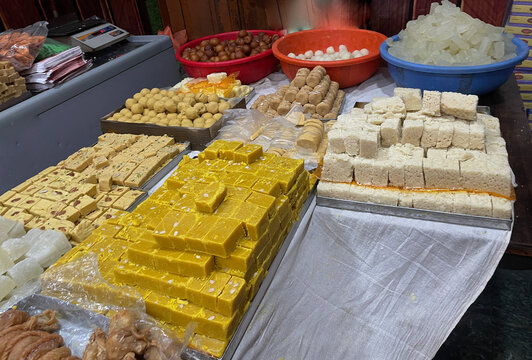 Indian Traditional Sweet Dish Counter on the occation of festivals in Himachal Pradesh
