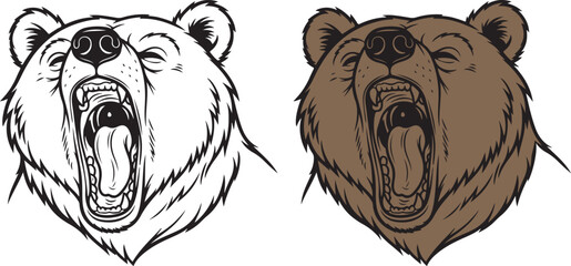 Obraz premium Cloarfull & Bear Bold Outline Line Art & Illustration