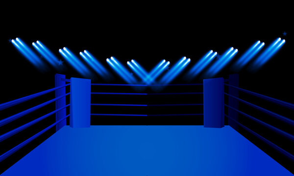 Versus Screen For Fight of sport and game, Battle Or Sport. Boxing ring arena and spotlight floodlights VS bright stadium lights Background Concept vector design