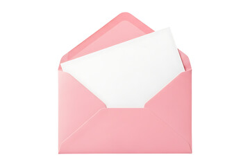Pink envelope with white letter isolated on transparent background