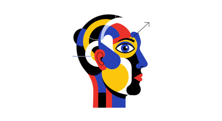 Fototapeta premium Vibrant abstract human face in modern art style with colorful geometric shapes