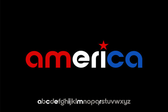 America word art with red white and blue colors.
