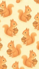 Obraz premium Charming squirrels holding acorns.