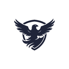 Obraz premium Black eagle logo with shield.