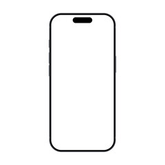 Modern smartphone mockup with blank white screen and dynamic island isolated on a transparent background