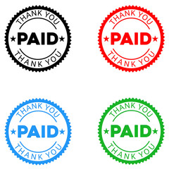 Obraz premium Paid Stamp Badge Set – Thank You Payment Approved Seal Icons Collection