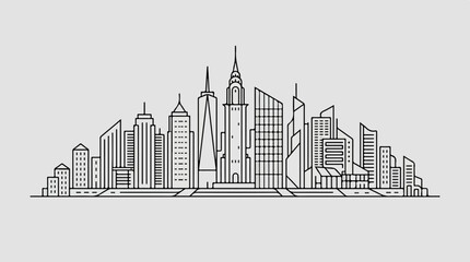 Obraz premium Cityscape Skyline Illustration - A Modern Urban Architectural Design.