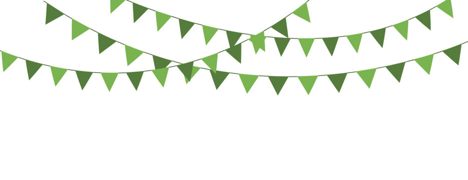 St Patricks Day bunting garland with green triangular pennant flags