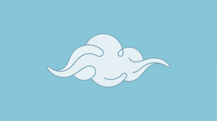 Obraz premium Elegant cloud illustration on a serene blue background, minimalist design.