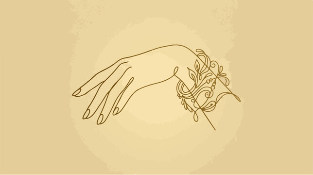 Elegant hand holding pen, writing on paper, minimalist art.