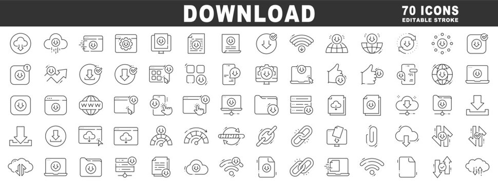 Download icon set featuring cloud