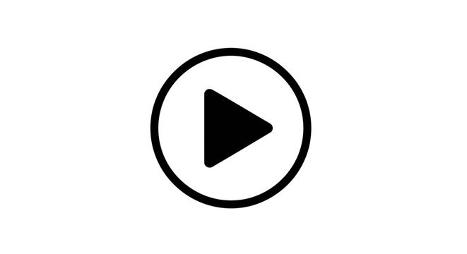 Black play button icon symbol.