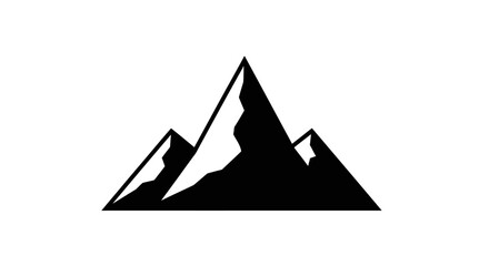 Black silhouette of mountain peaks.