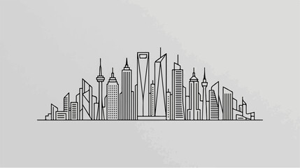 Fototapeta premium Minimalist Line Art Cityscape Depicting Urban Architecture Silhouette.