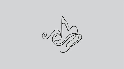 Fototapeta premium Minimalist musical note design on a plain gray background.