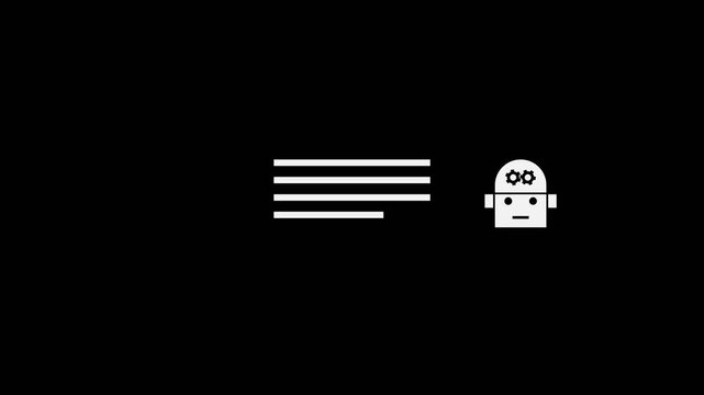 AI (Artificial Intelligence) answering customers' questions concept minimal motion graphics clip with Alpha channel (Transparent background) - foreground color 5% gray
