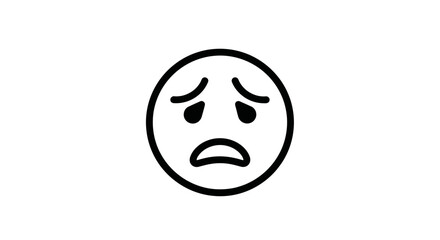 Obraz premium Sad Face Icon, Disappointed Emotion, Negative Feeling, Unhappy Expression, Simple Line Art