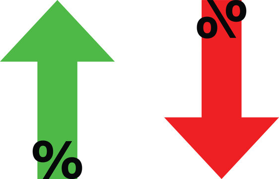 Up and down percentage arrows growth and decline business vector illustration