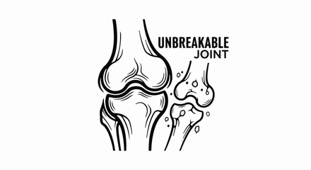 Obraz premium Black and white illustration of a knee joint labeled 