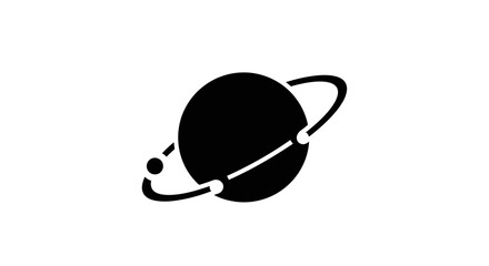 Black Planet with Ring System Icon. © wulan