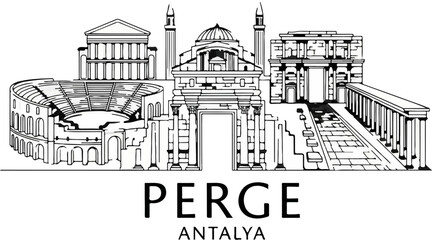 Fototapeta premium Ancient architectural ruins with text 