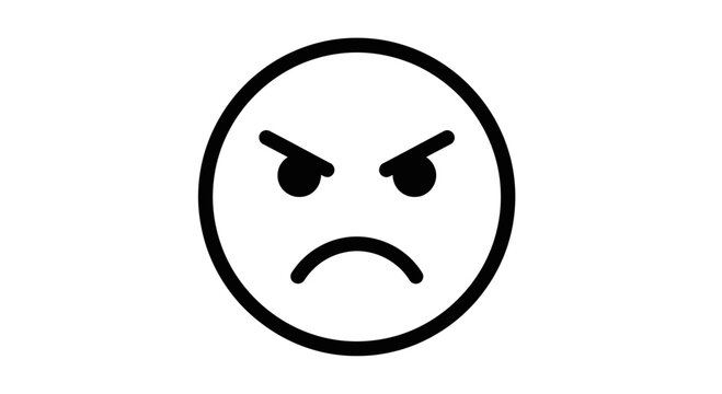 Angry Face Icon, Negative Emotion, Frustration, Displeasure, Aggression, Mood Symbol