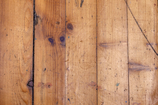 Worn and stained wooden floor surface background